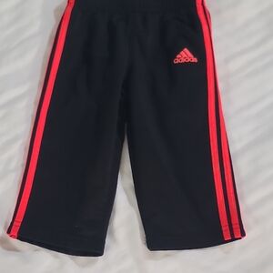 Adidas Kids Black Joggers with Red Stripes